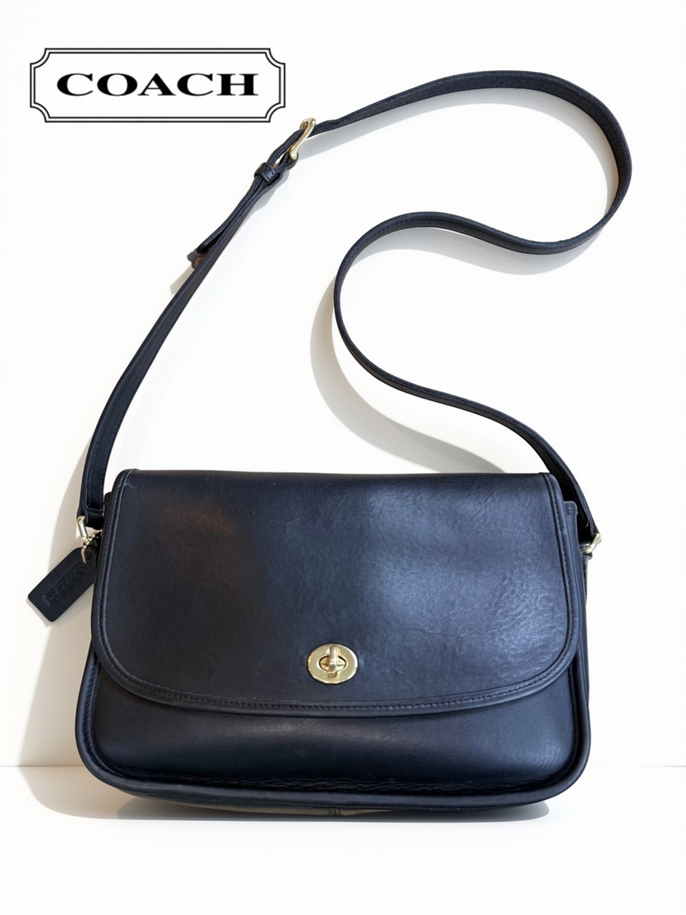 Vintage Coach City Bag 9790 Black Leather USA Crossbody Purse restored